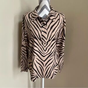 A La Carte - Zebra Print Long Sleeve Top - Size: XL